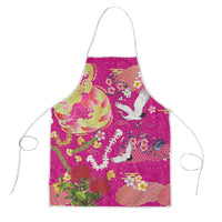 Hawaiian and Japanese Culture Together Apron Kakau Tribal Pattern and Irezumi Art Pink Color