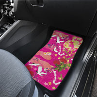 Hawaiian and Japanese Culture Together Car Mats Kakau Tribal Pattern and Irezumi Art Pink Color