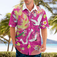 Hawaiian and Japanese Culture Together Hawaiian Shirt Kakau Tribal Pattern and Irezumi Art Pink Color