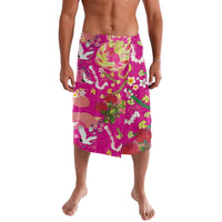 Hawaiian and Japanese Culture Together Lavalava Kakau Tribal Pattern and Irezumi Art Pink Color