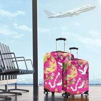 Hawaiian and Japanese Culture Together Luggage Cover Kakau Tribal Pattern and Irezumi Art Pink Color