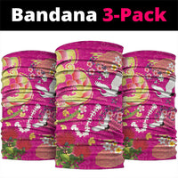 Hawaiian and Japanese Culture Together Neck Gaiter Kakau Tribal Pattern and Irezumi Art Pink Color