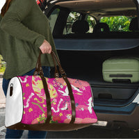 Hawaiian and Japanese Culture Together Travel Bag Kakau Tribal Pattern and Irezumi Art Pink Color