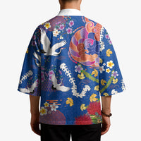 Hawaiian and Japanese Culture Together Kimono Kakau Tribal Pattern and Irezumi Art Blue Color