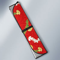 Hawaiian and Japanese Culture Together Auto Sun Shade Kakau Tribal Pattern and Irezumi Art Red Color