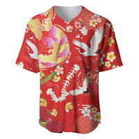 Hawaiian and Japanese Culture Together Baseball Jersey Kakau Tribal Pattern and Irezumi Art Red Color