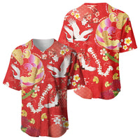 Hawaiian and Japanese Culture Together Baseball Jersey Kakau Tribal Pattern and Irezumi Art Red Color