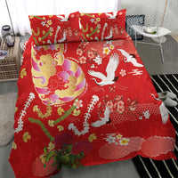 Hawaiian and Japanese Culture Together Bedding Set Kakau Tribal Pattern and Irezumi Art Red Color