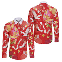 Hawaiian and Japanese Culture Together Family Matching Off Shoulder Maxi Dress and Hawaiian Shirt Kakau Tribal Pattern and Irezumi Art Red Color