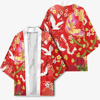 Hawaiian and Japanese Culture Together Kimono Kakau Tribal Pattern and Irezumi Art Red Color