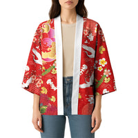 Hawaiian and Japanese Culture Together Kimono Kakau Tribal Pattern and Irezumi Art Red Color