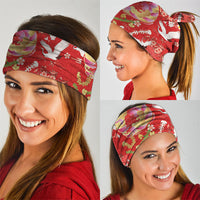 Hawaiian and Japanese Culture Together Neck Gaiter Kakau Tribal Pattern and Irezumi Art Red Color