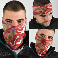 Hawaiian and Japanese Culture Together Neck Gaiter Kakau Tribal Pattern and Irezumi Art Red Color