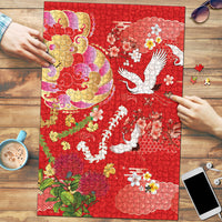 Hawaiian and Japanese Culture Together Puzzle Kakau Tribal Pattern and Irezumi Art Red Color
