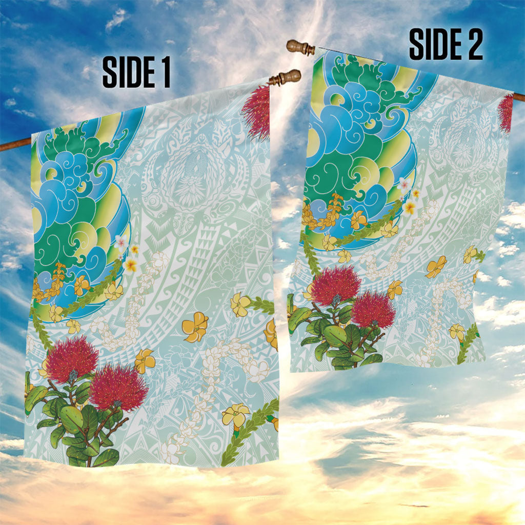 Japanese and Hawaiian Culture Fusion Garden Flag Irezumi with Turtles and Lei Kakau Pattern Fresh Vibe LT03 - Polynesian Pride
