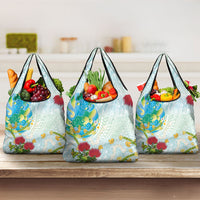 Japanese and Hawaiian Culture Fusion Grocery Bag Irezumi with Turtles and Lei Kakau Pattern Fresh Vibe LT03 3-pack One Size Multicolor - Polynesian Pride