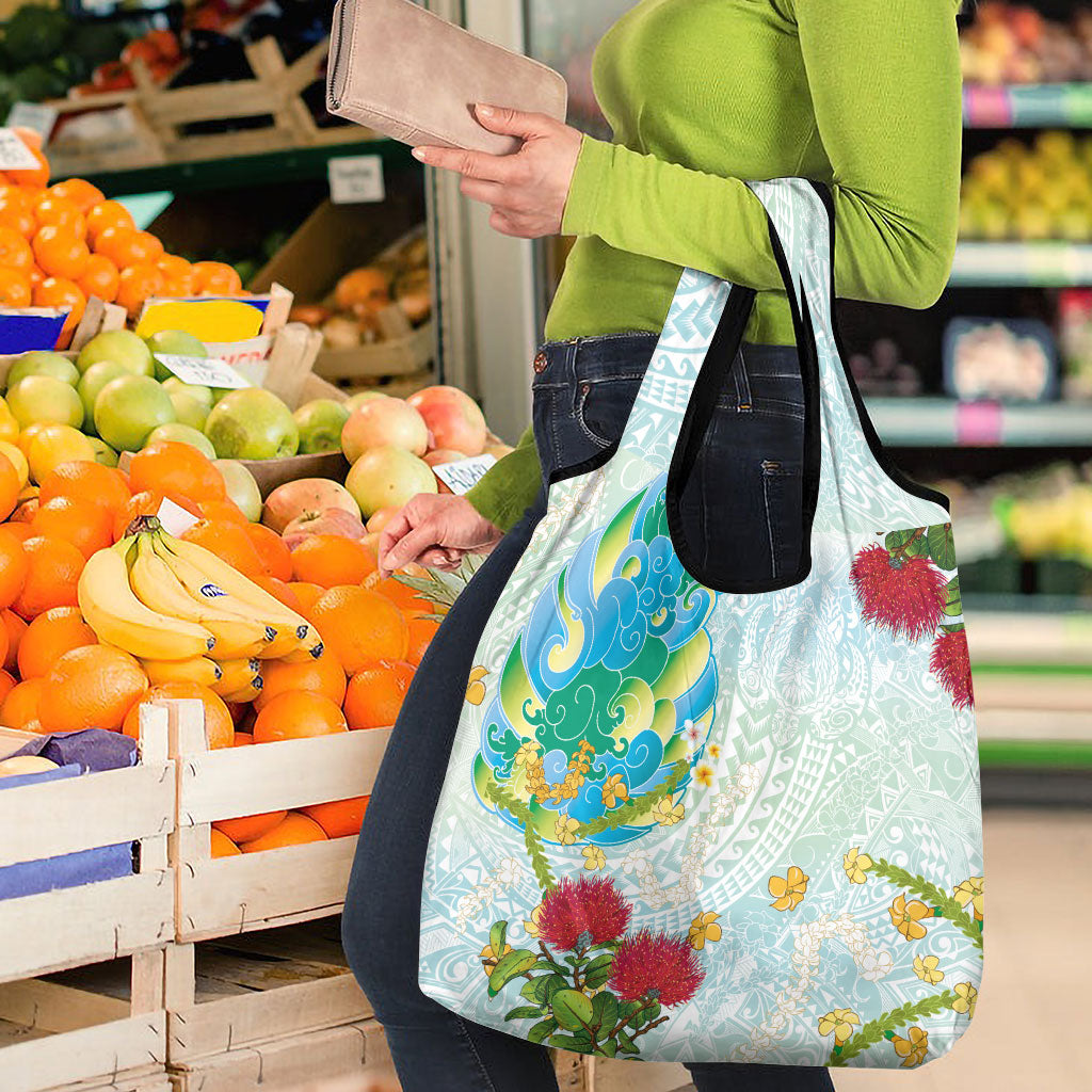 Japanese and Hawaiian Culture Fusion Grocery Bag Irezumi with Turtles and Lei Kakau Pattern Fresh Vibe LT03 - Polynesian Pride