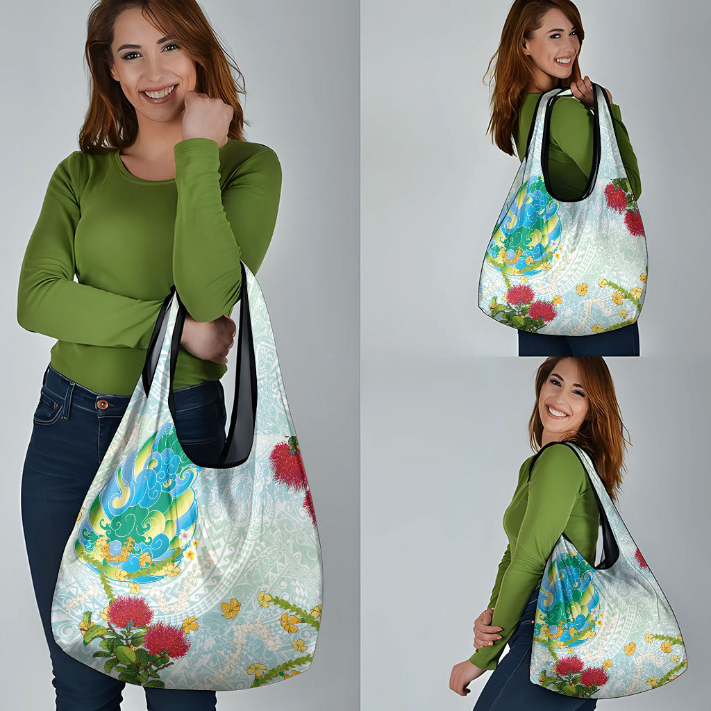 Japanese and Hawaiian Culture Fusion Grocery Bag Irezumi with Turtles and Lei Kakau Pattern Fresh Vibe LT03 - Polynesian Pride