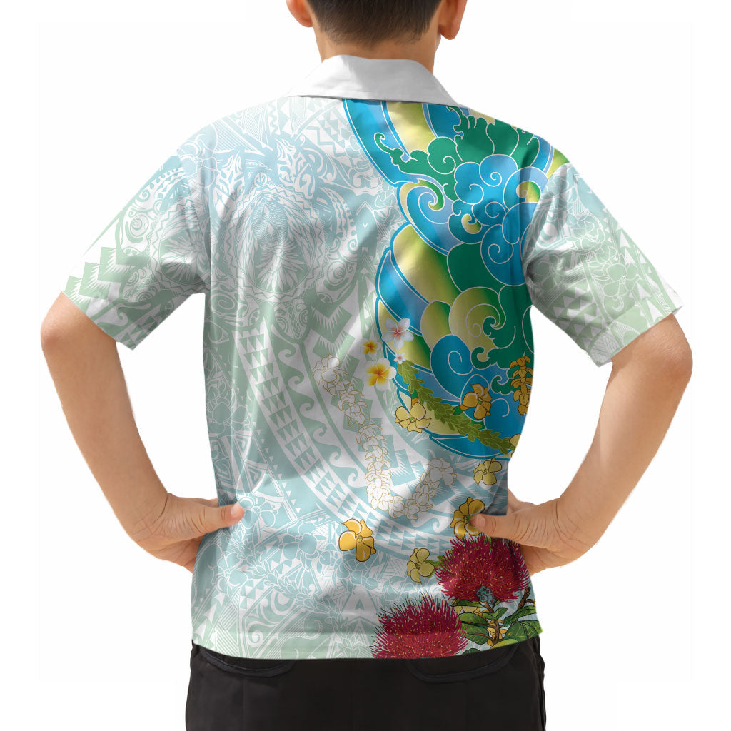 Japanese and Hawaiian Culture Fusion Hawaiian Shirt Irezumi with Turtles and Lei Kakau Pattern Fresh Vibe LT03 - Polynesian Pride