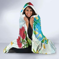 Japanese and Hawaiian Culture Fusion Hooded Blanket Irezumi with Turtles and Lei Kakau Pattern Fresh Vibe LT03 - Polynesian Pride