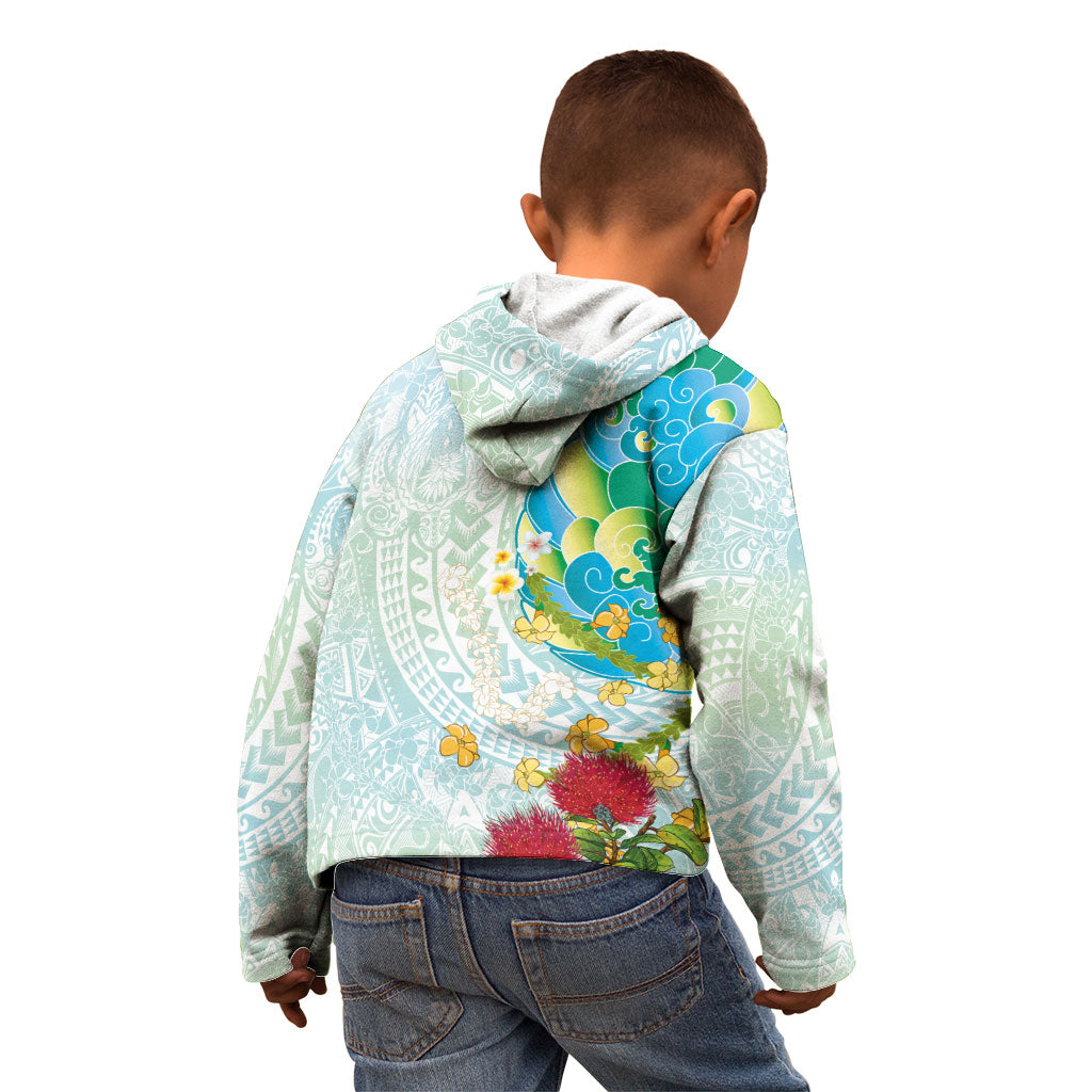 Japanese and Hawaiian Culture Fusion Kid Hoodie Irezumi with Turtles and Lei Kakau Pattern Fresh Vibe LT03 - Polynesian Pride