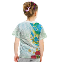 Japanese and Hawaiian Culture Fusion Kid T Shirt Irezumi with Turtles and Lei Kakau Pattern Fresh Vibe LT03 - Polynesian Pride