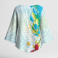 Japanese and Hawaiian Culture Fusion Kimono Sleeve Blouse Irezumi with Turtles and Lei Kakau Pattern Fresh Vibe LT03 - Polynesian Pride