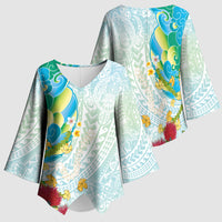 Japanese and Hawaiian Culture Fusion Kimono Sleeve Blouse Irezumi with Turtles and Lei Kakau Pattern Fresh Vibe LT03 - Polynesian Pride
