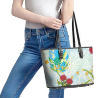 Japanese and Hawaiian Culture Fusion Leather Tote Bag Irezumi with Turtles and Lei Kakau Pattern Fresh Vibe LT03 - Polynesian Pride