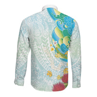 Japanese and Hawaiian Culture Fusion Long Sleeve Button Shirt Irezumi with Turtles and Lei Kakau Pattern Fresh Vibe LT03 - Polynesian Pride