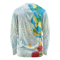 Japanese and Hawaiian Culture Fusion Long Sleeve Shirt Irezumi with Turtles and Lei Kakau Pattern Fresh Vibe LT03 - Polynesian Pride