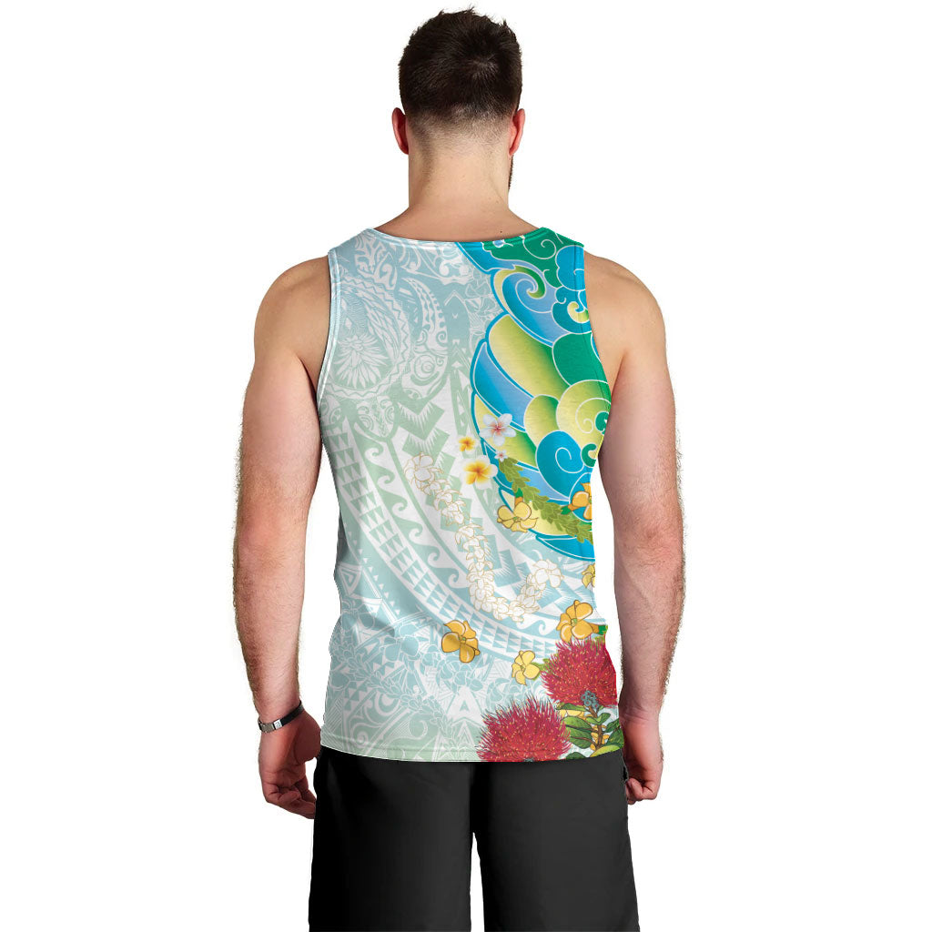 Japanese and Hawaiian Culture Fusion Men Tank Top Irezumi with Turtles and Lei Kakau Pattern Fresh Vibe LT03 - Polynesian Pride