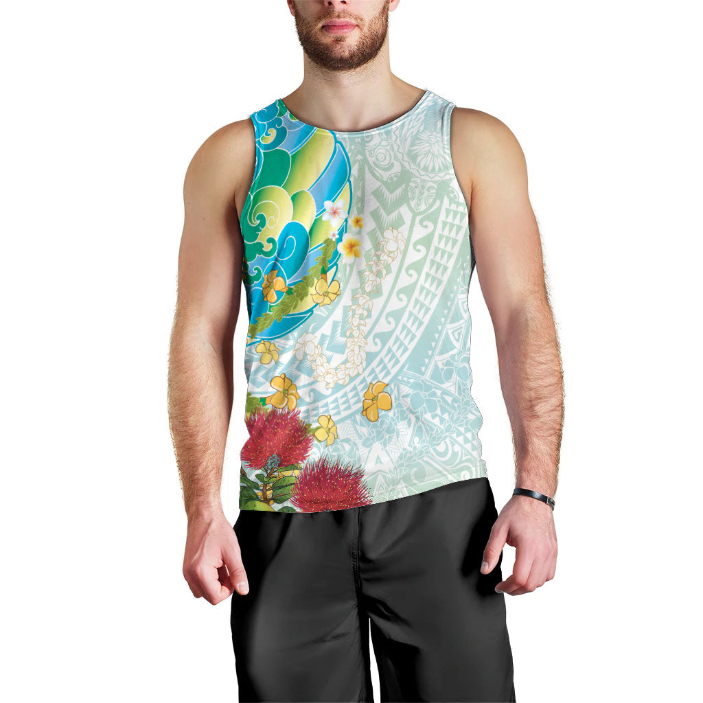 Japanese and Hawaiian Culture Fusion Men Tank Top Irezumi with Turtles and Lei Kakau Pattern Fresh Vibe LT03 - Polynesian Pride