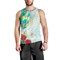 Japanese and Hawaiian Culture Fusion Men Tank Top Irezumi with Turtles and Lei Kakau Pattern Fresh Vibe LT03 - Polynesian Pride