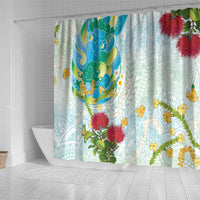 Japanese and Hawaiian Culture Fusion Shower Curtain Irezumi with Turtles and Lei Kakau Pattern Fresh Vibe LT03 - Polynesian Pride
