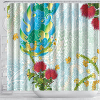 Japanese and Hawaiian Culture Fusion Shower Curtain Irezumi with Turtles and Lei Kakau Pattern Fresh Vibe LT03 - Polynesian Pride