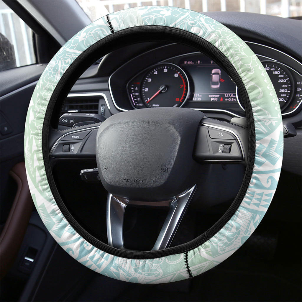 Japanese and Hawaiian Culture Fusion Steering Wheel Cover Irezumi with Turtles and Lei Kakau Pattern Fresh Vibe LT03 - Polynesian Pride