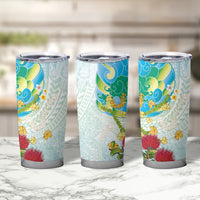 Japanese and Hawaiian Culture Fusion Tumbler Cup Irezumi with Turtles and Lei Kakau Pattern Fresh Vibe LT03 - Polynesian Pride