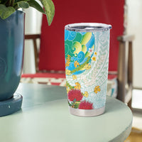 Japanese and Hawaiian Culture Fusion Tumbler Cup Irezumi with Turtles and Lei Kakau Pattern Fresh Vibe LT03 - Polynesian Pride