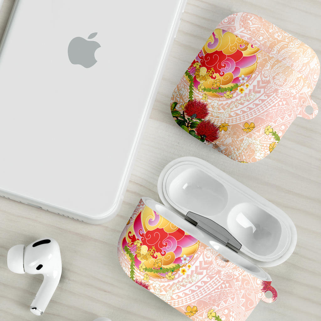 Japanese and Hawaiian Culture Fusion AirPods Case Irezumi with Turtles and Lei Kakau Pattern Sunset Vibe LT03 - Polynesian Pride