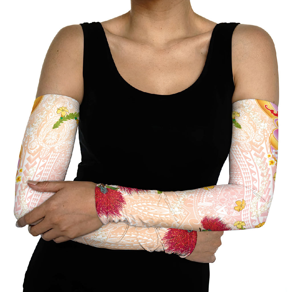 Japanese and Hawaiian Culture Fusion Arm Sleeves Irezumi with Turtles and Lei Kakau Pattern Sunset Vibe LT03 - Polynesian Pride