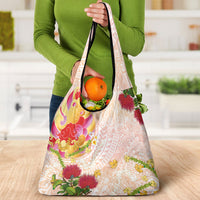 Japanese and Hawaiian Culture Fusion Grocery Bag Irezumi with Turtles and Lei Kakau Pattern Sunset Vibe LT03 - Polynesian Pride