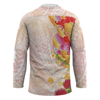 Japanese and Hawaiian Culture Fusion Hockey Jersey Irezumi with Turtles and Lei Kakau Pattern Sunset Vibe LT03 - Polynesian Pride