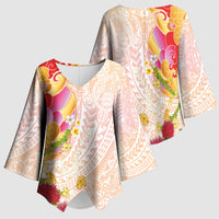 Japanese and Hawaiian Culture Fusion Kimono Sleeve Blouse Irezumi with Turtles and Lei Kakau Pattern Sunset Vibe LT03 - Polynesian Pride