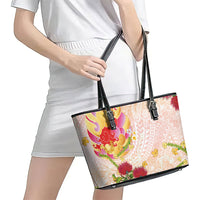 Japanese and Hawaiian Culture Fusion Leather Tote Bag Irezumi with Turtles and Lei Kakau Pattern Sunset Vibe LT03 - Polynesian Pride
