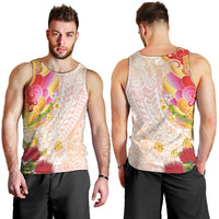 Japanese and Hawaiian Culture Fusion Men Tank Top Irezumi with Turtles and Lei Kakau Pattern Sunset Vibe LT03 - Polynesian Pride