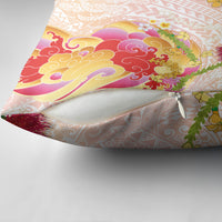 Japanese and Hawaiian Culture Fusion Pillow Cover Irezumi with Turtles and Lei Kakau Pattern Sunset Vibe LT03 - Polynesian Pride