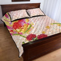 Japanese and Hawaiian Culture Fusion Quilt Bed Set Irezumi with Turtles and Lei Kakau Pattern Sunset Vibe LT03 - Polynesian Pride