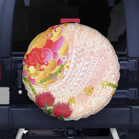 Japanese and Hawaiian Culture Fusion Spare Tire Cover Irezumi with Turtles and Lei Kakau Pattern Sunset Vibe LT03 No hole Multicolor - Polynesian Pride