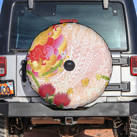 Japanese and Hawaiian Culture Fusion Spare Tire Cover Irezumi with Turtles and Lei Kakau Pattern Sunset Vibe LT03 Multicolor - Polynesian Pride